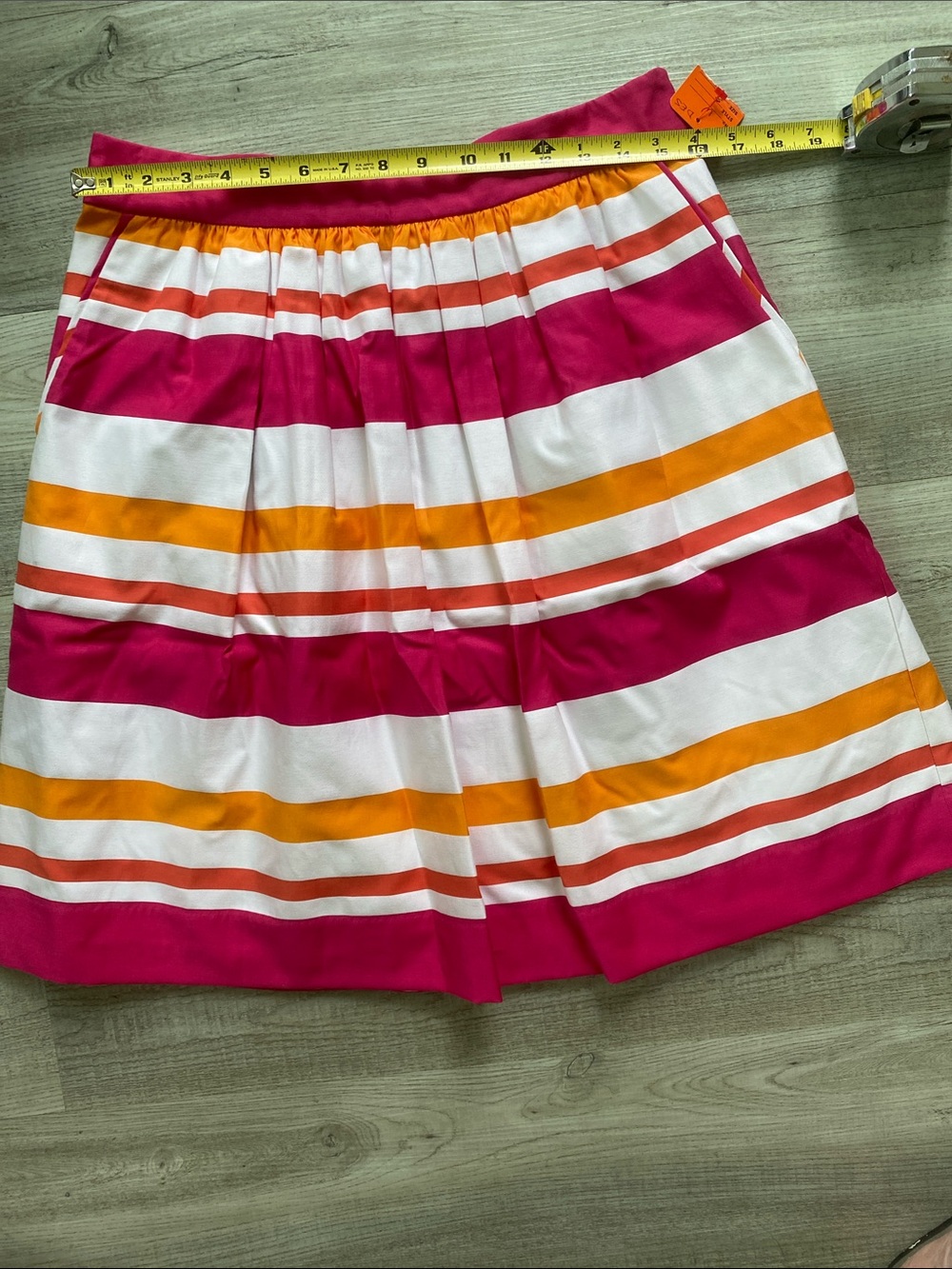 Lord & Taylor Pink, Orange & White Striped Skirt w/ pockets. Perfect Condition.